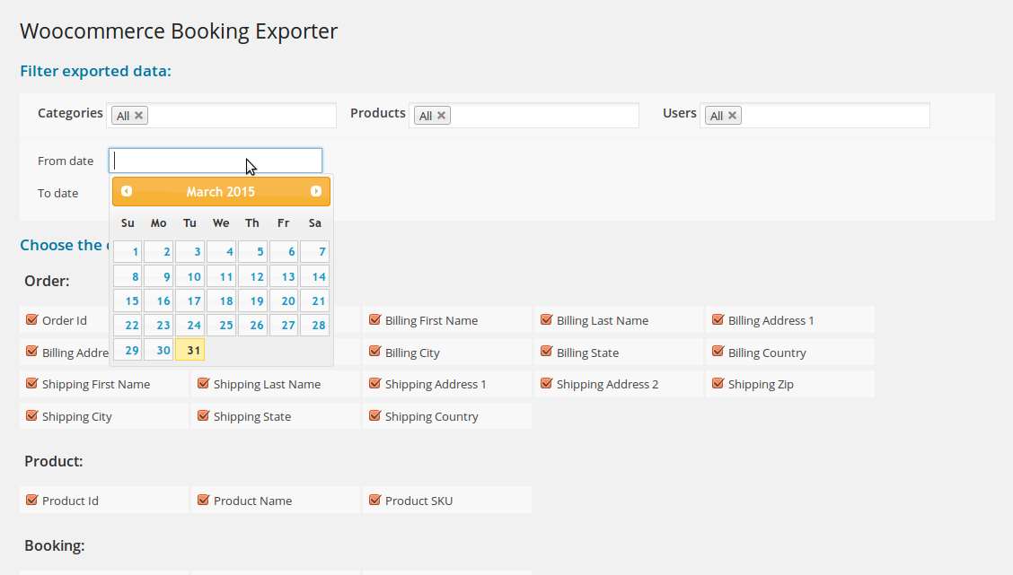 Date Filters Date picker